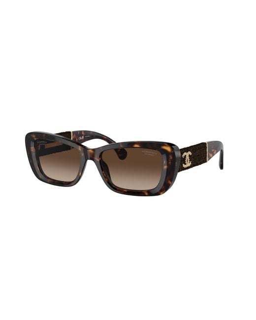 Chanel Black Sunglass Rectangle Sunglasses Ch5514