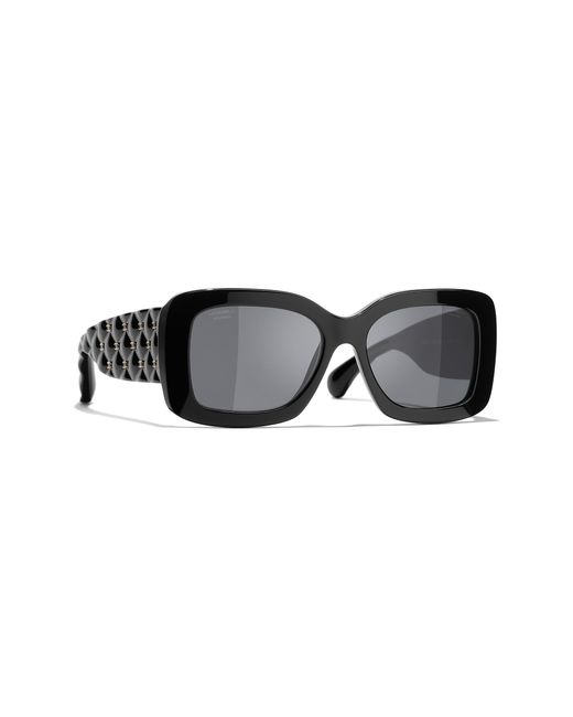 Chanel Black Sunglass Rectangle Sunglasses Ch5483