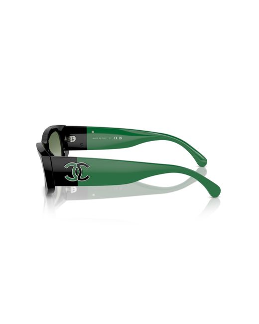 Chanel Green Sunglass Rectangle Sunglasses Ch5525a