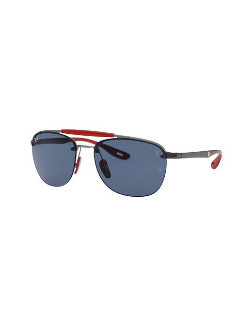 Ray-Ban Black Sunglasses Man Rb3662m Scuderia Ferrari Collection - Gunmetal Frame Blue Lenses 59-17 for men