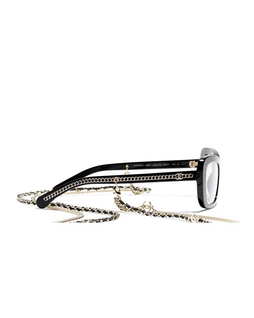 Chanel Black Sunglass Rectangle Sunglasses Ch5553