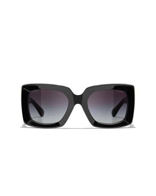 Chanel Black Sunglass Rectangle Sunglasses Ch5435