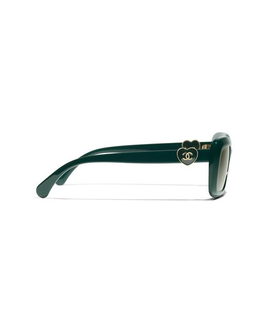 Chanel Green Sunglass Rectangle Sunglasses Ch5520