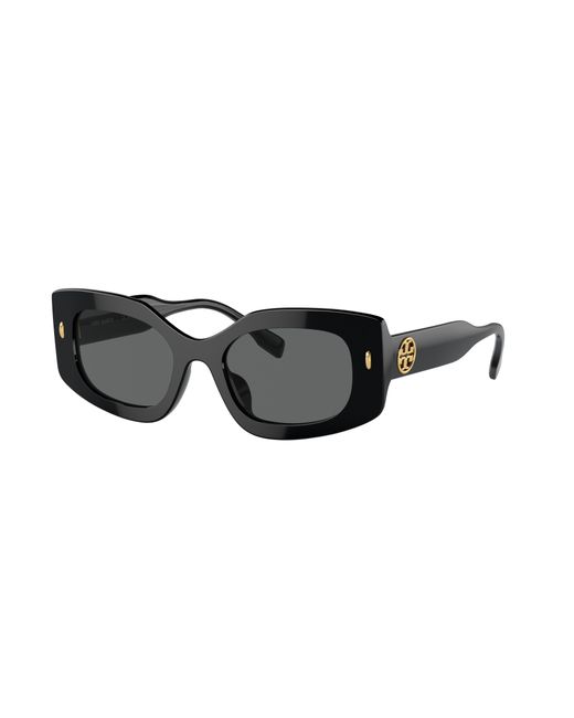 Tory Burch Black Miller Pushed Rectangle Sunglasses