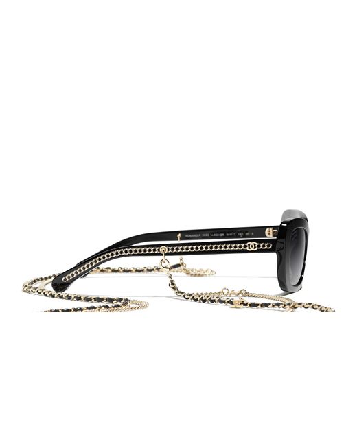 Chanel Black Sunglass Rectangle Sunglasses Ch5553