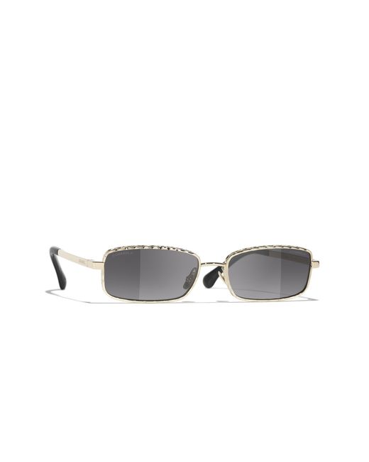 Chanel Black Sunglass Rectangle Sunglasses Ch4295