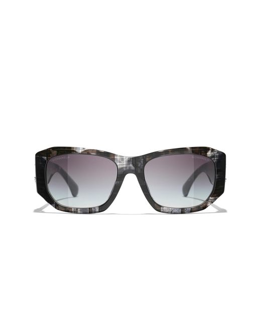 Chanel Black Sunglass Rectangle Sunglasses Ch5554