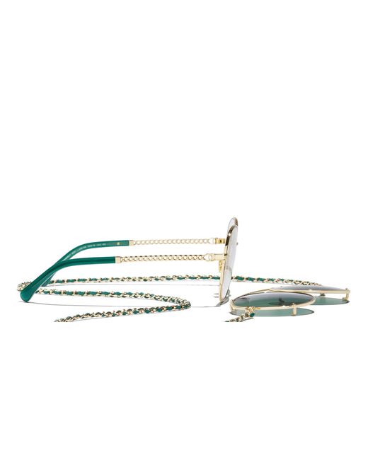 Chanel Green Sunglass Pilot Sunglasses Ch4291