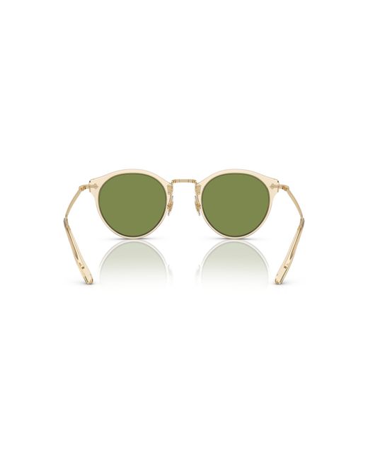 Oliver Peoples Green Semitransparent Acetate & Metal Round Sunglasses for men