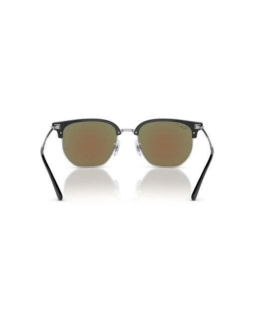 Ray-Ban Black New Clubmaster Sunglasses Rose Gold Frame Red Lenses Polarized 55-20