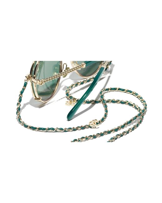 Chanel Green Sunglass Pilot Sunglasses Ch4291