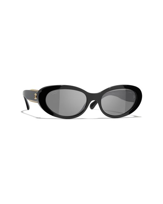 Chanel Black Sunglass Oval Sunglasses CH5515