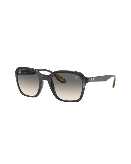 Ray-Ban Black Sunglasses Unisex Rb4343m Scuderia Ferrari Collection - Shiny Grey Frame Grey Lenses 52-20