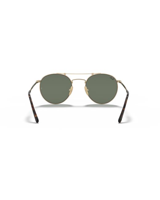 Ray-Ban Multicolor Sunglasses Unisex Round Double Bridge Titanium - Gold Frame Green Lenses 50-21