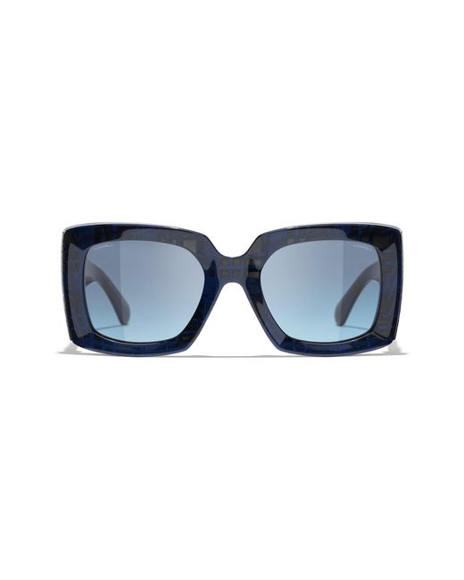 Chanel Blue Sunglass Rectangle Sunglasses Ch5435
