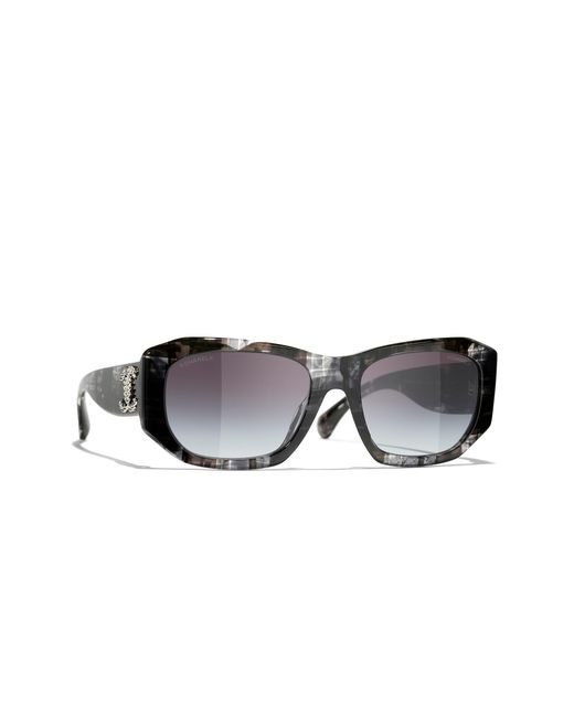 Chanel Black Sunglass Rectangle Sunglasses Ch5554