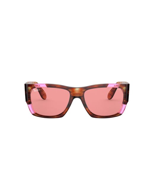 Ray-Ban Black Nomad Pink Fluo Sunglasses Frame Pink Lenses