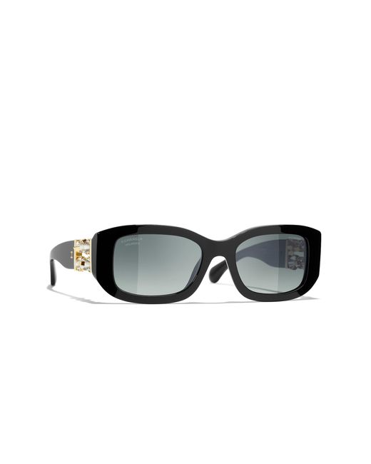 Chanel Black Sunglass Rectangle Sunglasses Ch5542