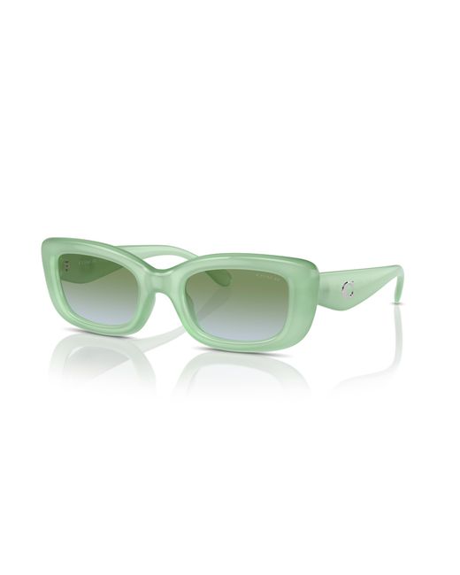 COACH Green Hc8390u Universal Fit Rectangular Sunglasses
