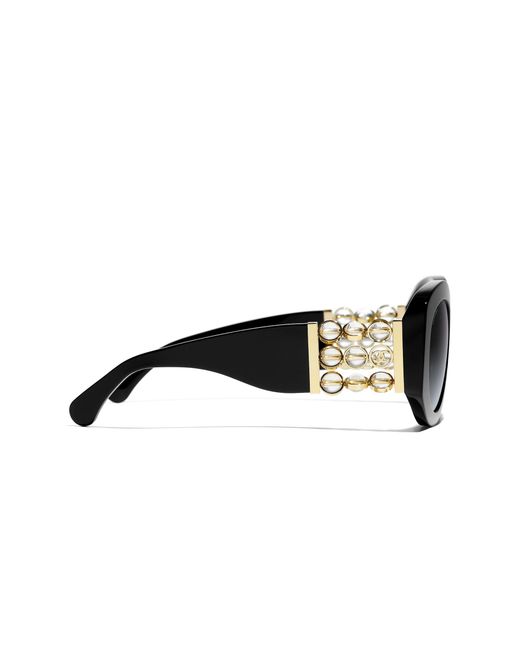 Chanel Black Sunglass Oval Sunglasses Ch5543