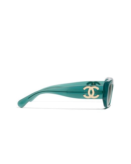 Chanel Green Sunglass Rectangle Sunglasses Ch5493