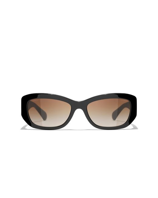 Chanel Black Sunglass Rectangle Sunglasses Ch5493