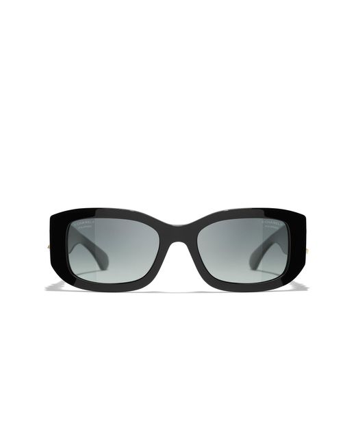 Chanel Black Sunglass Rectangle Sunglasses Ch5542