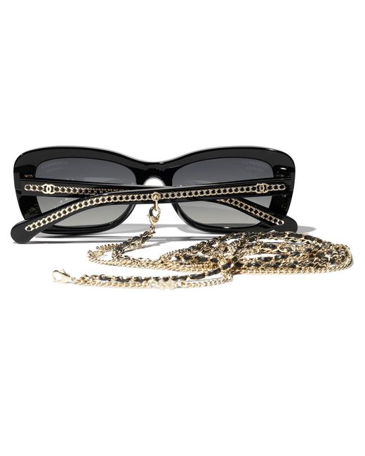 Chanel Black Sunglass Rectangle Sunglasses Ch5553