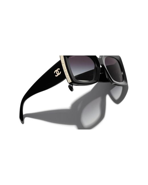 Chanel Black Sunglass Rectangle Sunglasses Ch5435