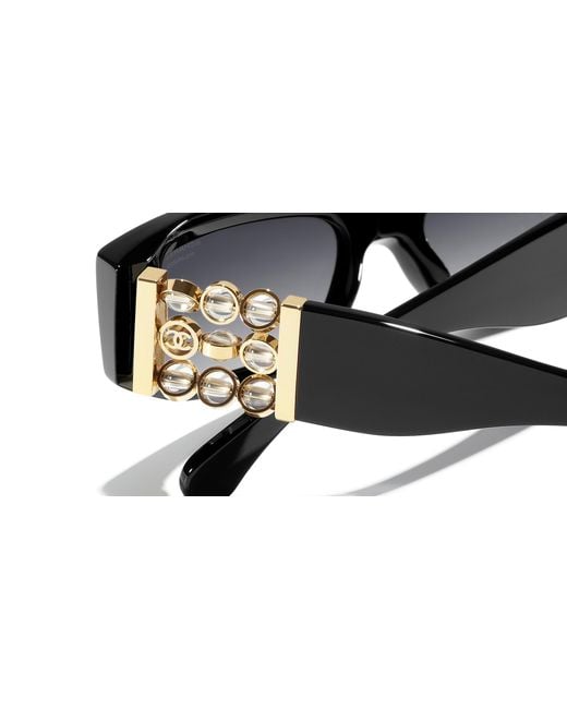 Chanel Black Sunglass Rectangle Sunglasses Ch5544