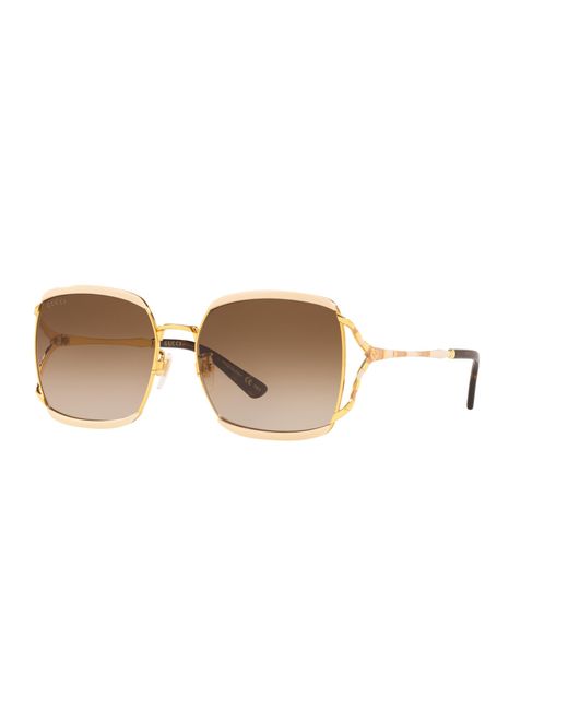 Gucci Black Fork Square-frame Acetate And Gold-tone Sunglasses