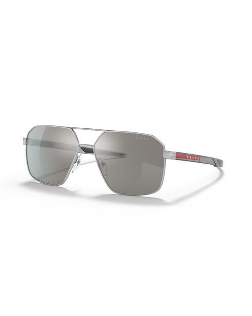 Prada Linea Rossa Man Ps 01ts - Frame Color: Black, Lens Color: Silver, Size 56-/19/140 for men