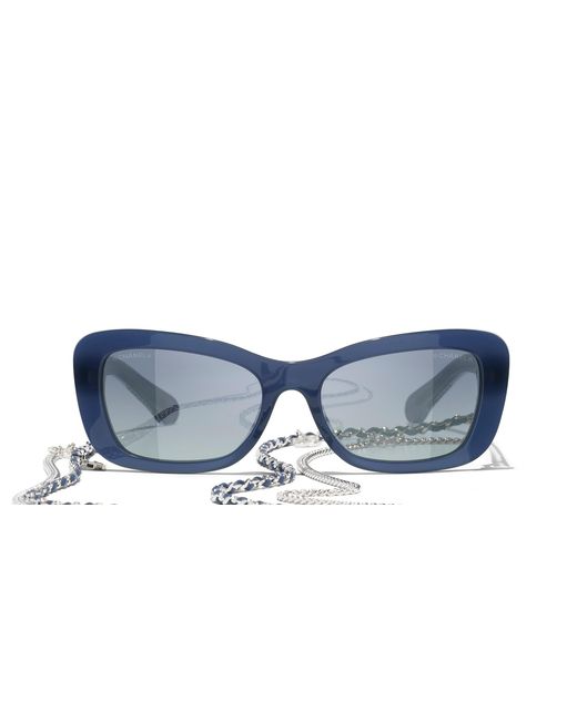 Chanel Black Sunglass Rectangle Sunglasses Ch5553