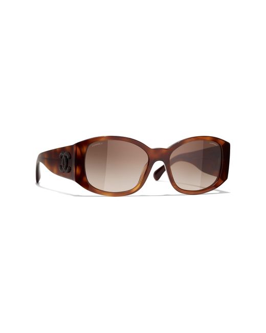 Chanel Brown Oval Sunglasses Ch5450