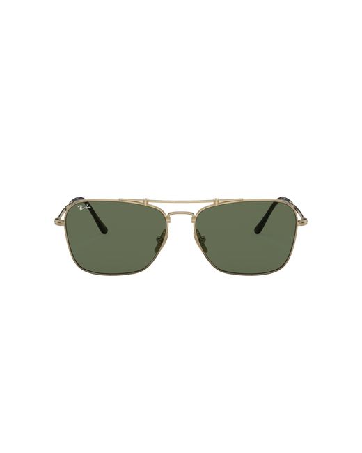 Ray-Ban Multicolor Sunglasses Unisex Caravan Titanium - Gold Frame Green Lenses 58-15