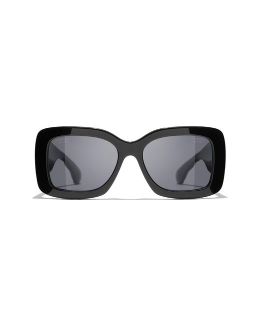 Chanel Black Sunglass Rectangle Sunglasses Ch5483