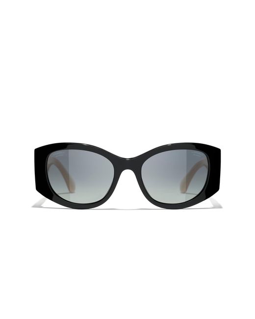 Chanel Black Sunglass Oval Sunglasses Ch5524
