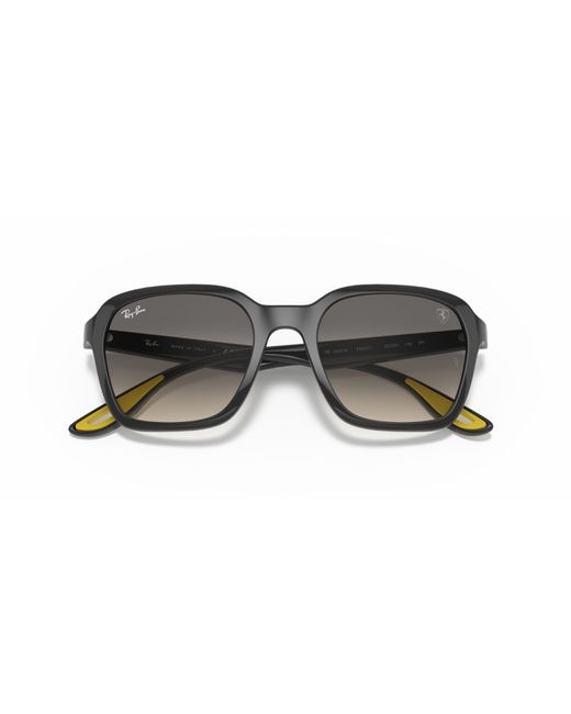 Ray-Ban Black Sunglasses Unisex Rb4343m Scuderia Ferrari Collection - Shiny Grey Frame Grey Lenses 52-20