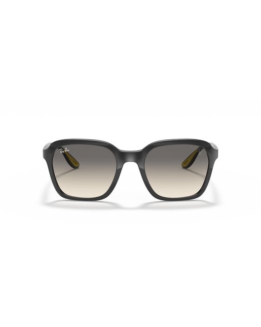Ray-Ban Black Sunglasses Unisex Rb4343m Scuderia Ferrari Collection - Shiny Grey Frame Grey Lenses 52-20