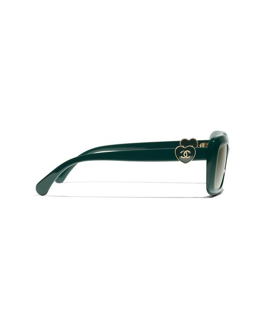 Chanel Green Sunglass Rectangle Sunglasses Ch5520