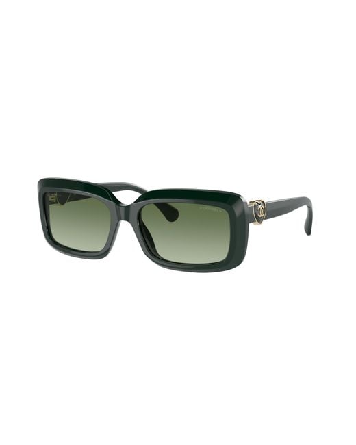 Sunglass Rectangle Sunglasses CH5520 Chanel en coloris Green