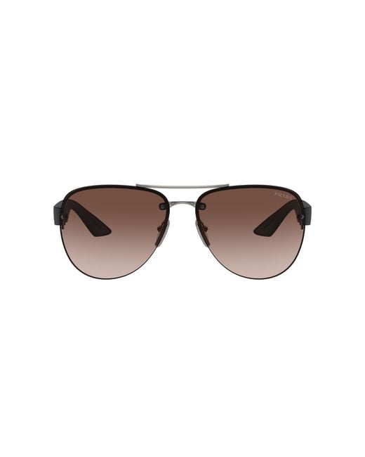 Prada Linea Rossa Black Man Ps 56ms - Frame Color: Gunmetal, Lens Color: Brown, Size 62-/14/130 for men