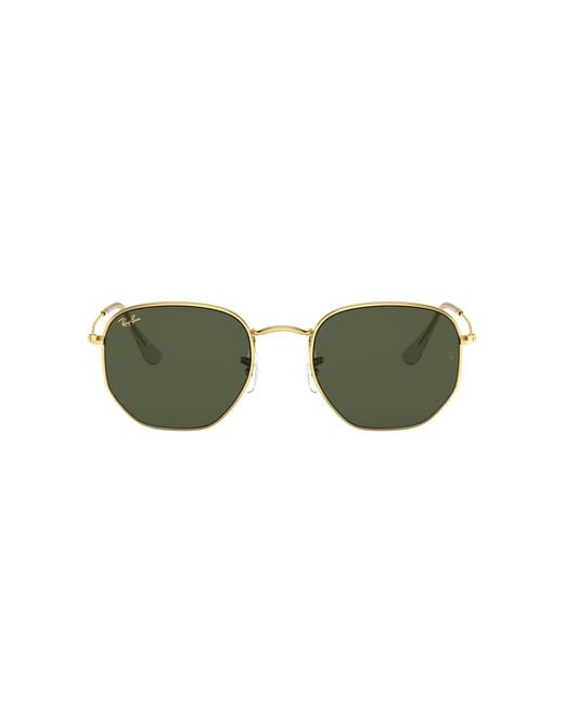 Ray-Ban Green Unisex Rb3548 Hexagonal Legend Gold