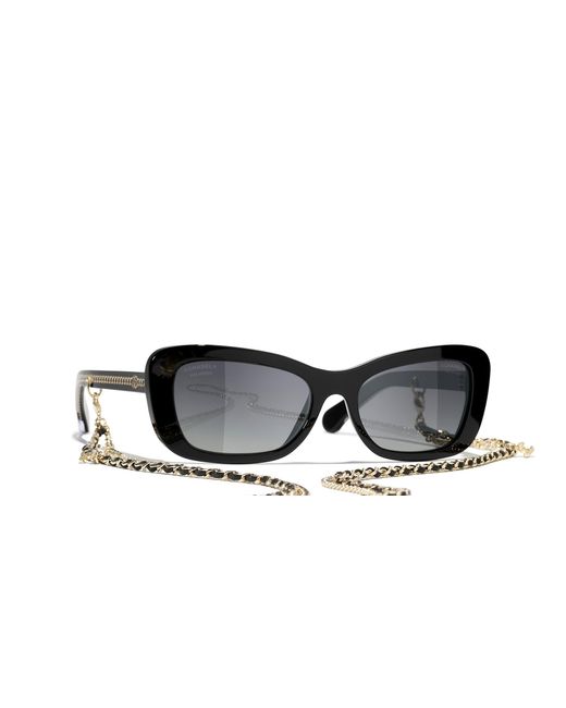 Chanel Black Sunglass Rectangle Sunglasses Ch5553