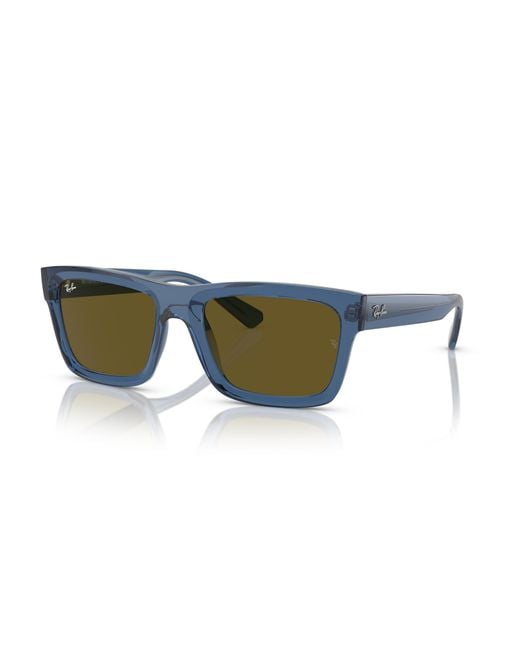 Ray-Ban Black Sunglasses Unisex Warren Bio-based - Transparent Dark Blue Frame Brown Lenses 54-20