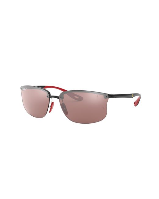Ray-Ban Multicolor Rb4322m Scuderia Ferrari Collection Sunglasses Black Frame Silver Lenses Polarized 63-15 for men