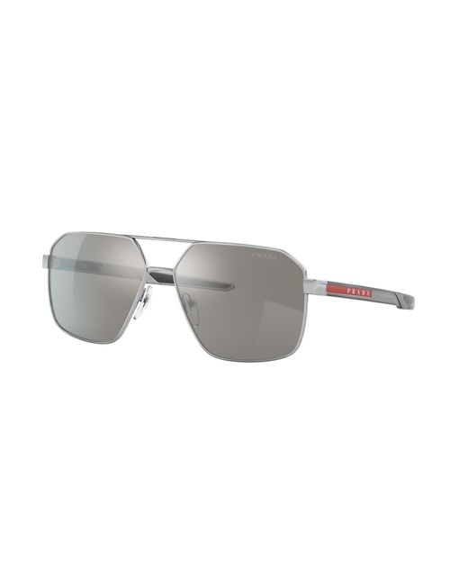 Prada Linea Rossa Man Ps 01ts - Frame Color: Black, Lens Color: Silver, Size 56-/19/140 for men