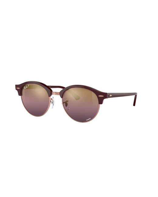 Ray-Ban Black Clubround Chromance Sunglasses Bordeaux Frame Red Lenses Polarized 51-19