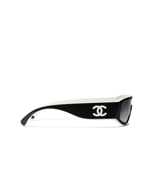 Chanel Black Sunglass Shield Sunglasses Ch6057