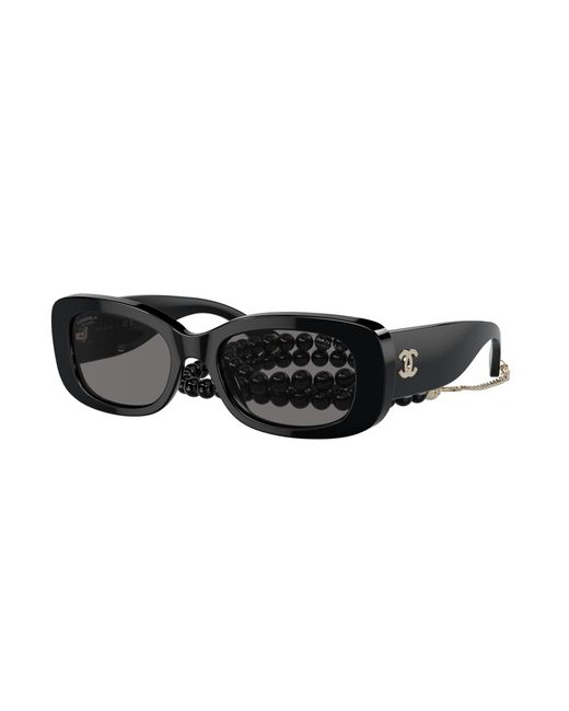 Chanel Black Sunglass Rectangle Sunglasses Ch5488